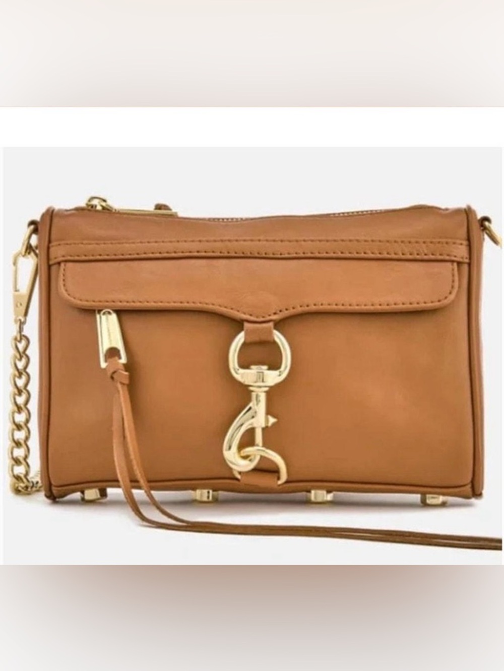 Rebecca Minkoff Mini M.A.C. leather crossbody bag in a brown